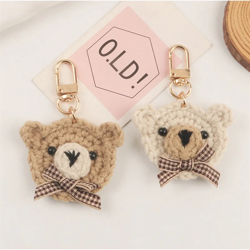 Cute Bow Tie Bear Car Keychain Pendant Small Fresh Cloth Bear Accessories Headphone Set Women\'s Bag Decoration