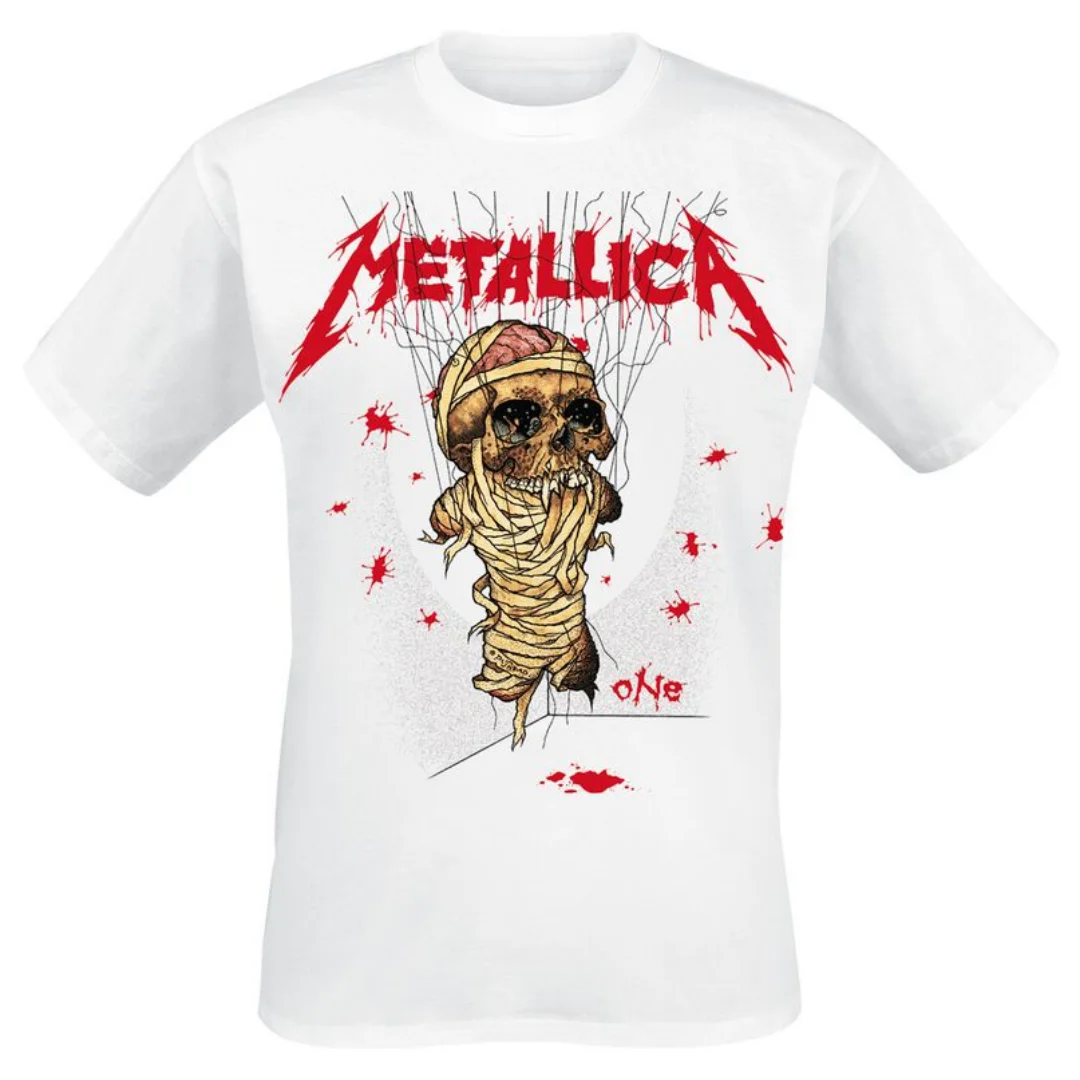 Metallica One T Shirt Men Women Heavy Metal Rock Band Short Sleeve Tee Mummy Skull Front Back Print Streetwear Tops Kids Tshirt