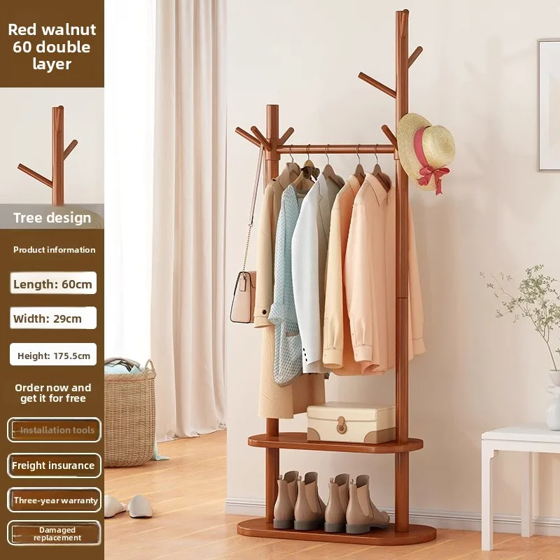 Durable Solid wood coat rack Floor-to-ceiling bedroom household hanger Room rack Simple vertical beech drying rack