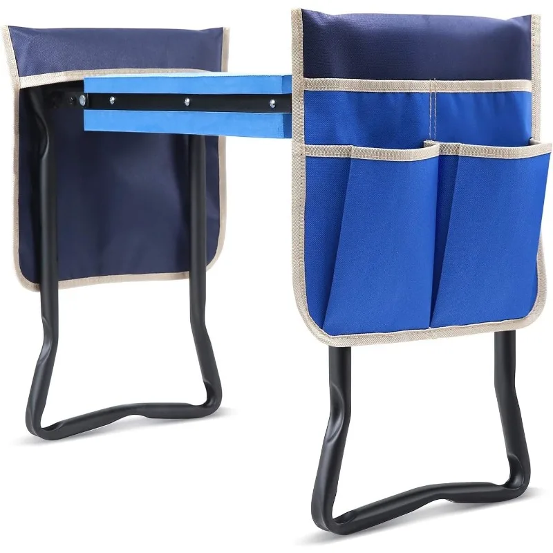 

Garden Stool Garden Kneeler and Seat, Foldable Gardening Bench Heavy Duty with Thicker Wider Kneeling Pad 2 Large Tool Pou