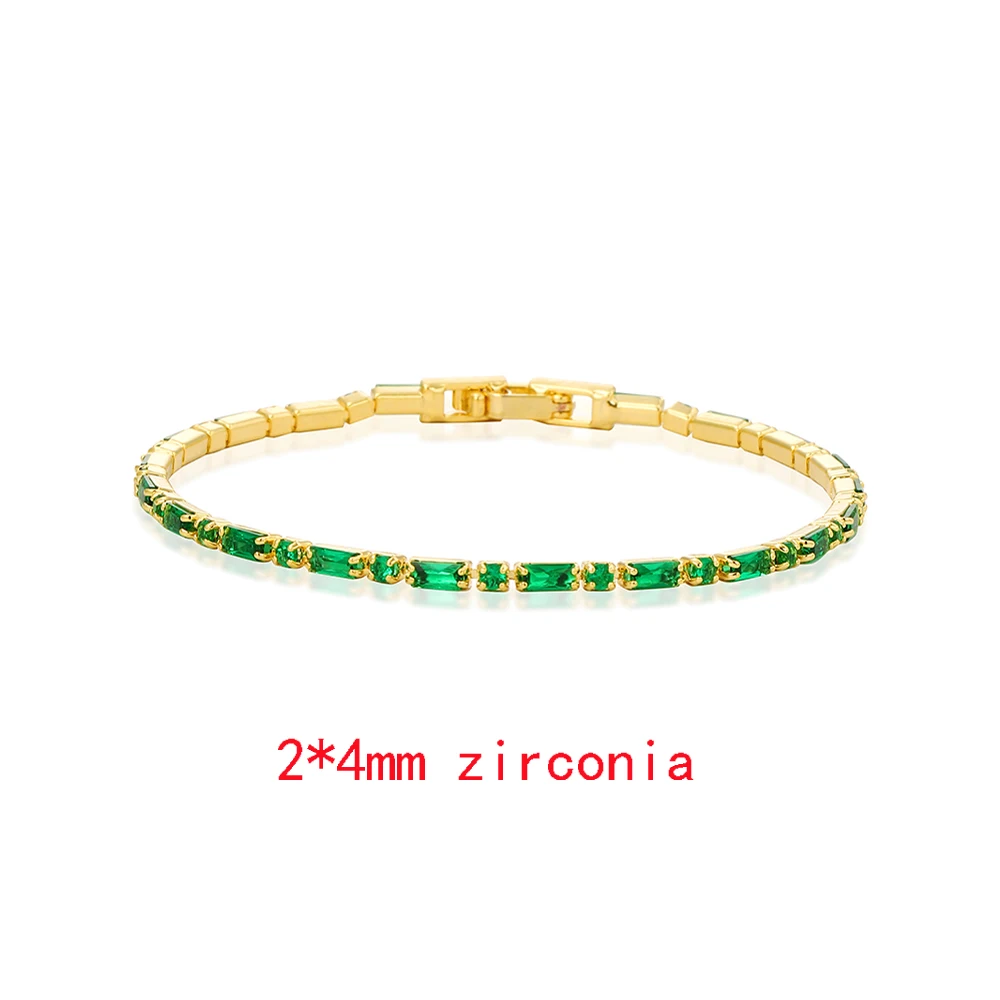 Luxus Smaragd Zirkonia CZ Tennis Armbänder für Frauen 18K Gold Überzogene Charme Grün Weibliche Armreifen Hochzeit Schmuck Geschenk