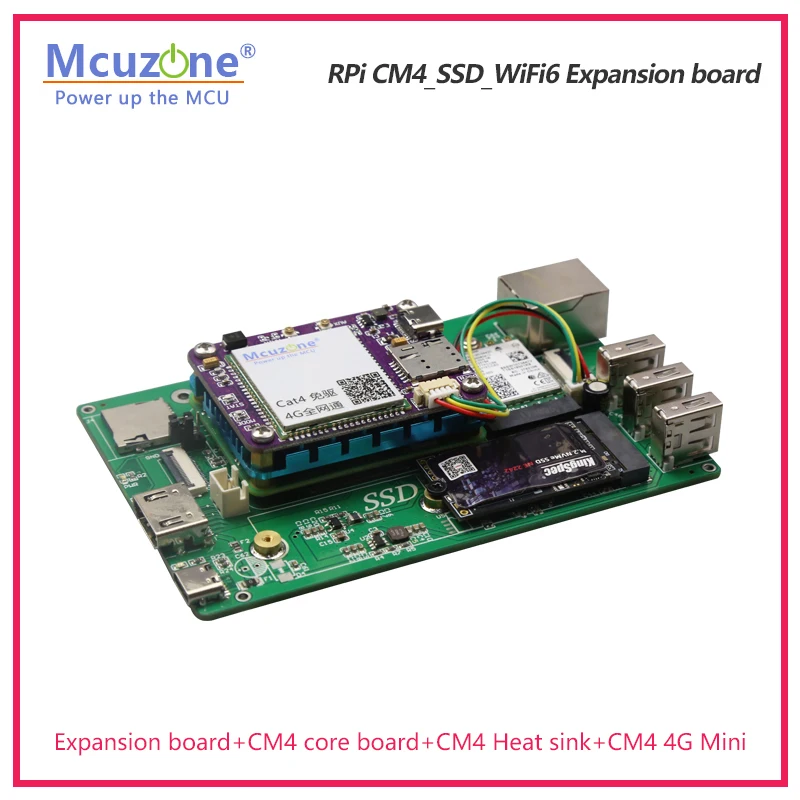 RPi CM4_SSD_WiFi6 Expansion board PCIE M.2 KEY NVME 2280 2242 AX200 AX210 WIFI6E Ubuntu