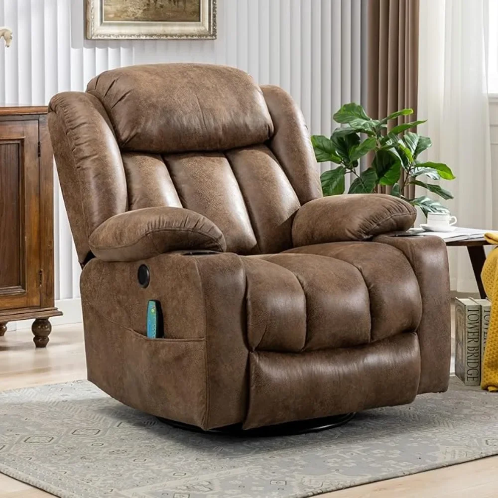 Postmodern Nordic Minimalist Massage Swivel Rocker Recliner With Vibration And Heat, 360°Lounge, Manual Glider Chair