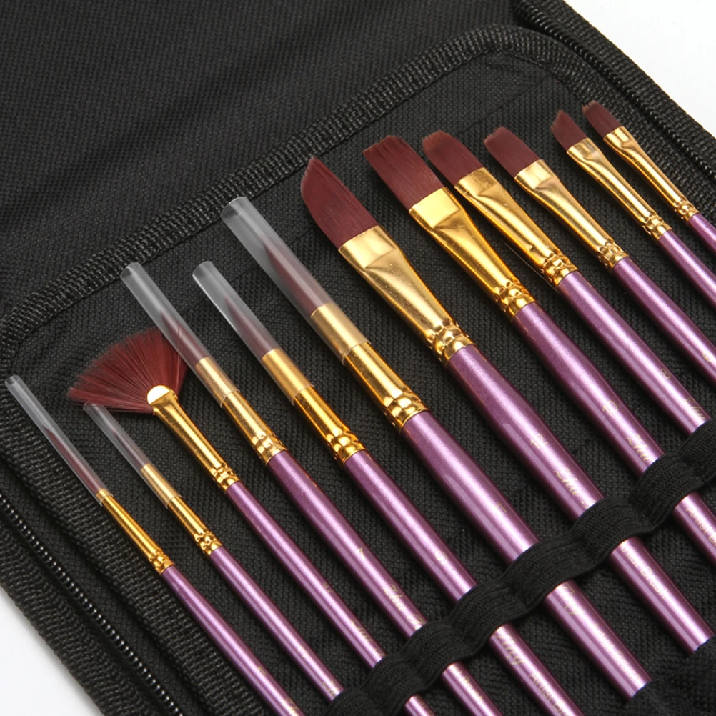 

12pcs Nylon Hair Art Paint Brush Painting Tool with Storage Bag for Beginners Professionals Students