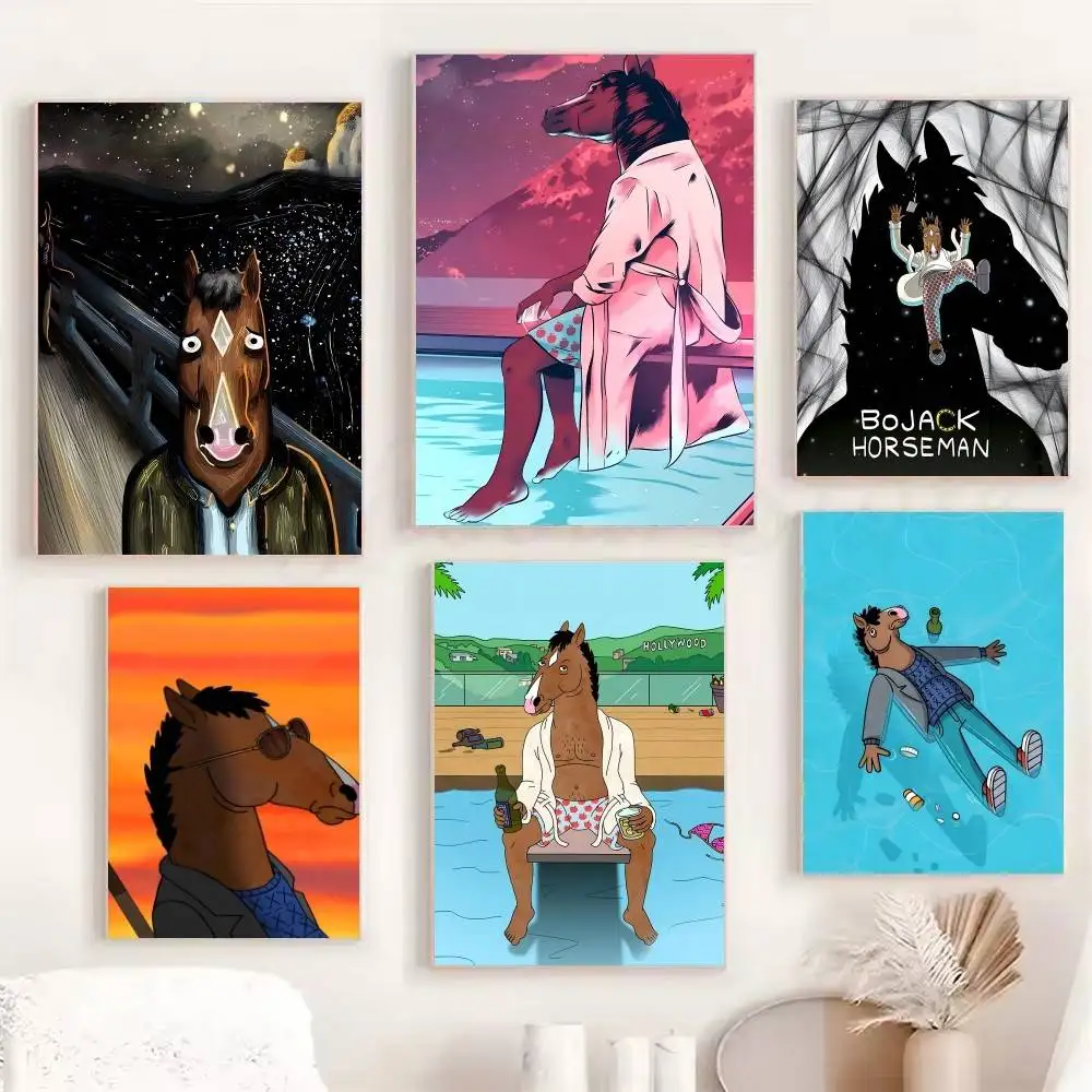 Funny Cartoon TV B-BoJack Anime H-Horseman Manga Posters Fancy Wall Sticker for Living Room Bar Decoration Wall Decor