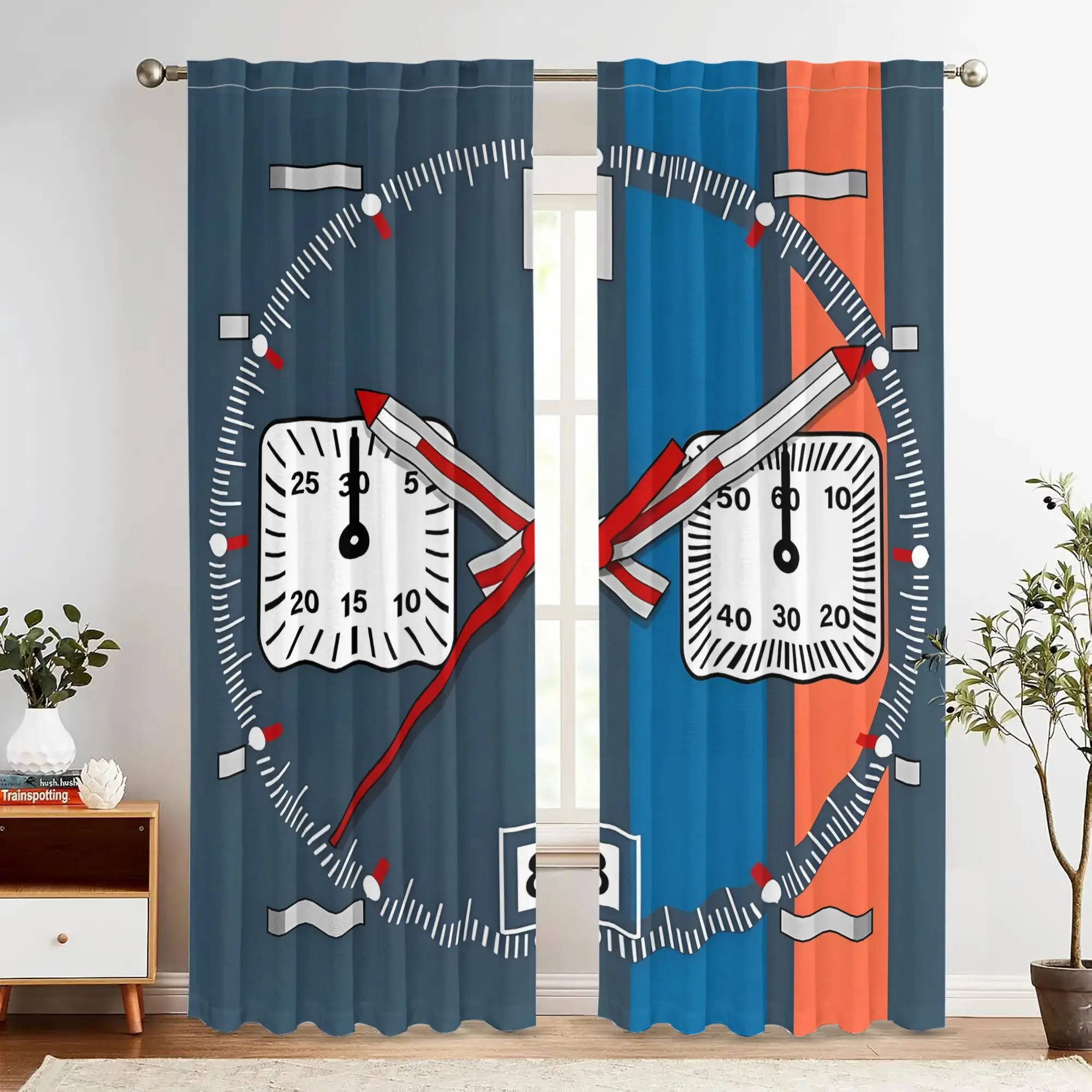 Racing car instrument cartoon pattern curtains, pole-mounted Suitable for living rooms, bedrooms, dining rooms and hotels