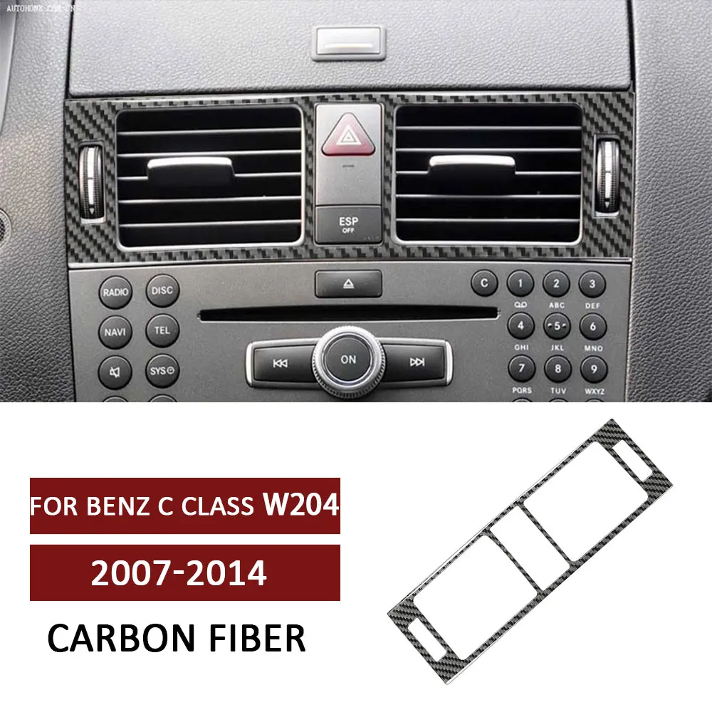 

Car Instrument Panel Middle Air Outlet Frame Trim Sticker for Mercedes Benz C Class W204 2007-2014 Carbon Fiber Auto Accessories