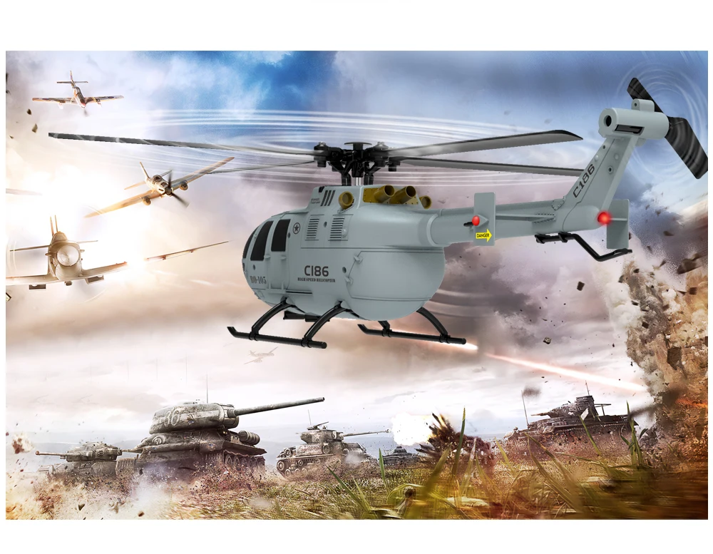 C186 RC ヘリコプター 2.4 グラム 4CH BO105 飛行機 4 プロペラ 6 軸