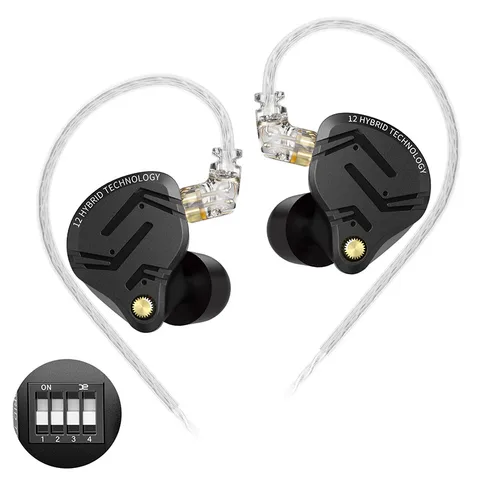 Наушники KZ ZS12 PRO X: 1DD+5BA, Hi-Fi, Проводные, Шумоподавление, Для Спорта — фото товара
