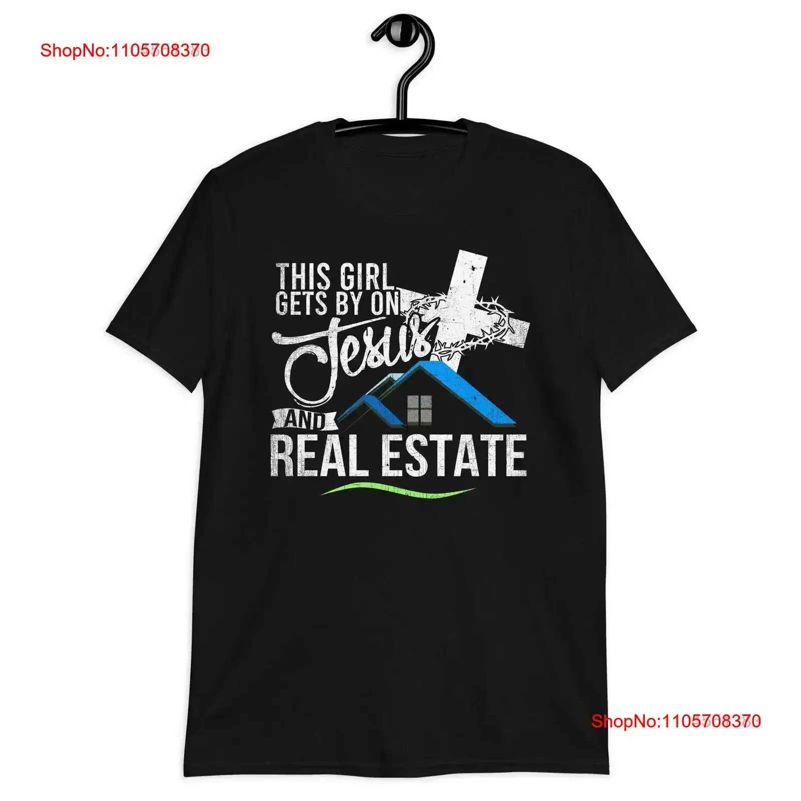 This Girl Gets By On Jesus and Real Estate T Shirt vintage Washed Stylish Soft Slightly designer clothes Top For Everyday Wear