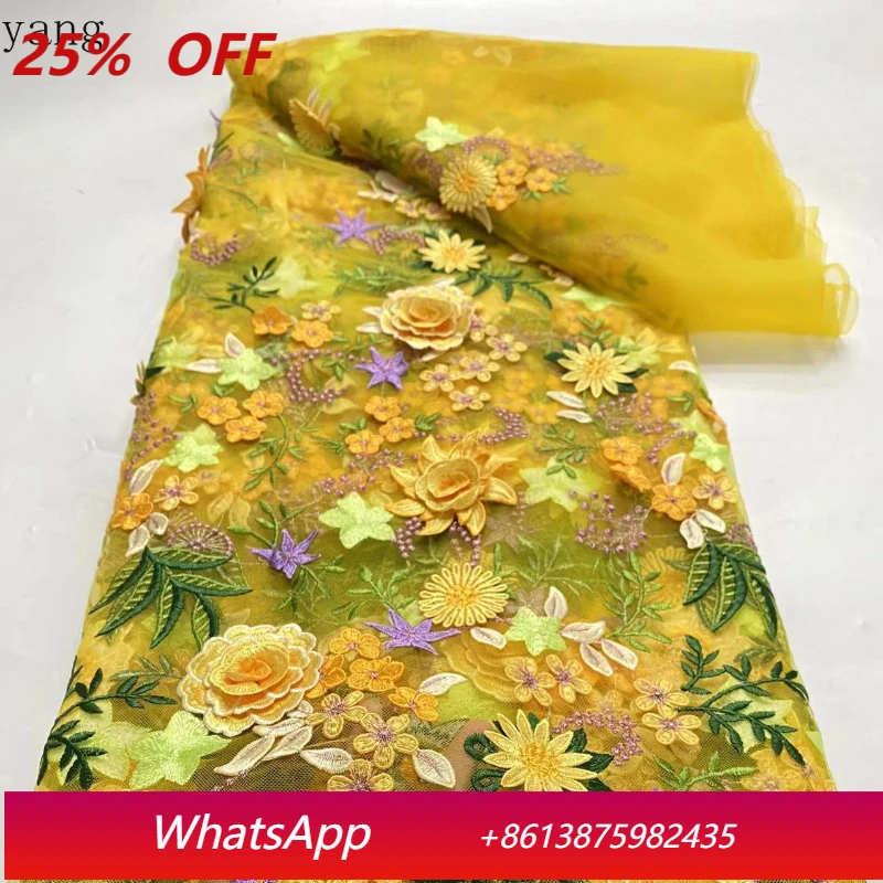 

Latest 3D Flowers African Lace Fabric 2025 Styles French Tulle Lace Fabrics 5 Yards Nigerian Lace Fabrics for Party ND6214