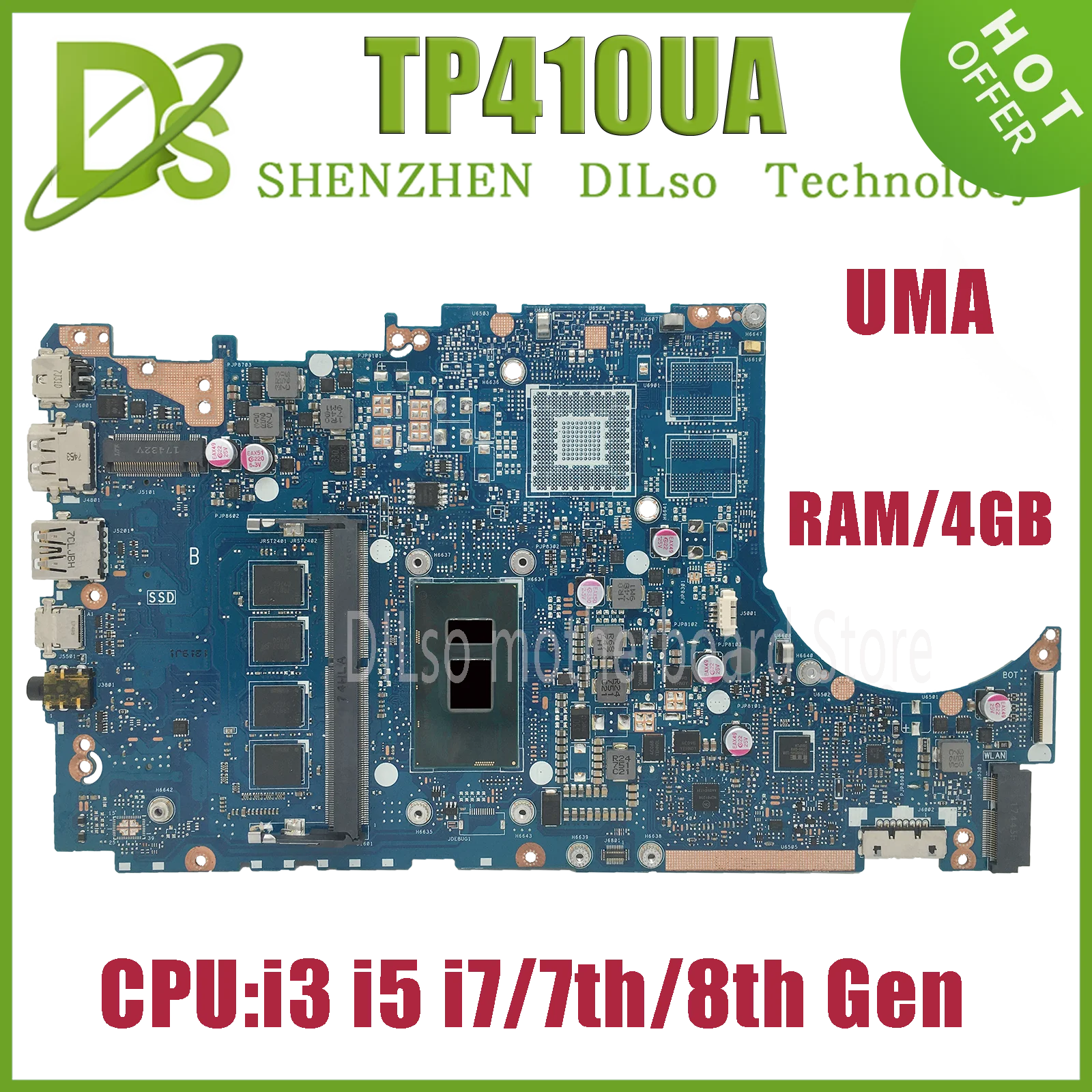 

Kefu motherboard TP410UA TP410U TP410 UR TP410UF Q405UA Q405U laptop motherboard i3 i5 i7 7/8 4GB/8GB-RAM UMA 100% tested and