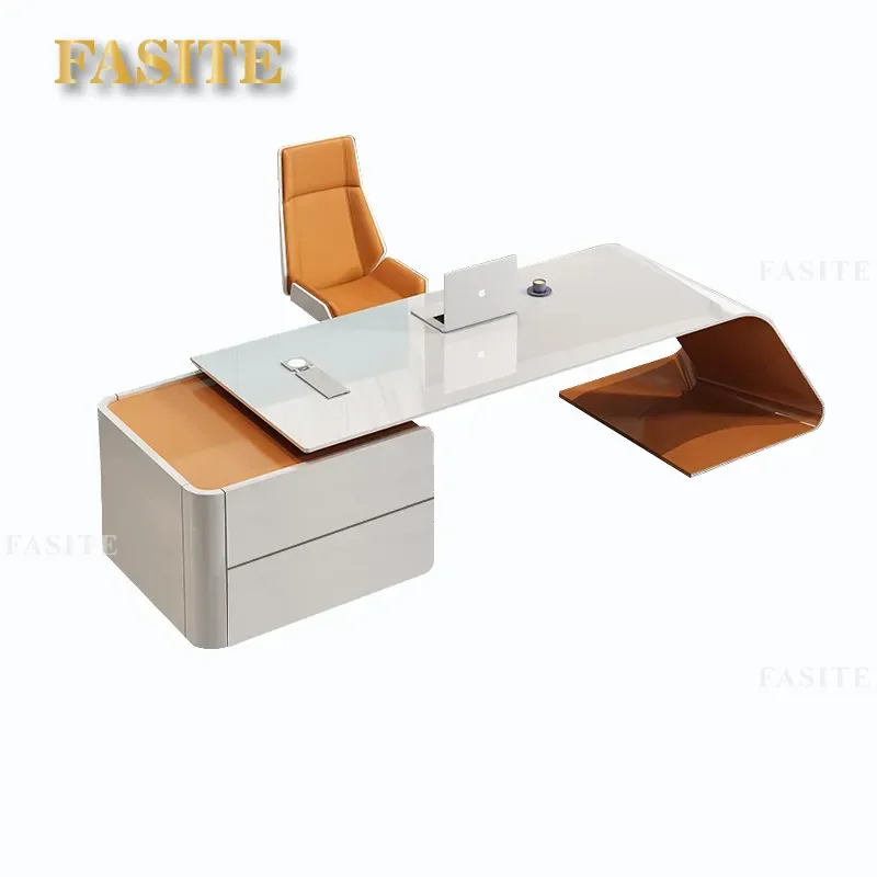 For Modern Simple Multifunctional Executive Desk with Wire Management Box for President Manager Supervisor