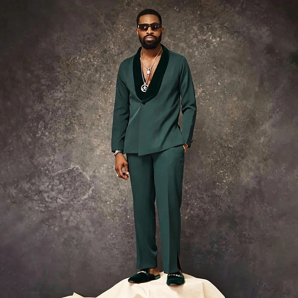 New Fashion Green Suits for Men Two Piece Blazer Pants for Wedding Business Casual Party Guest Groom Tuxedos Customized 2026