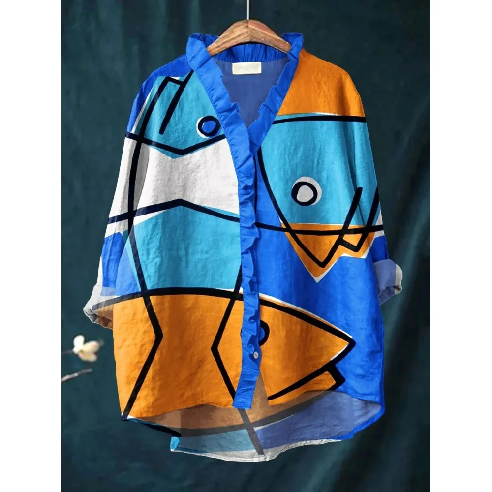 قميص حلو عتيق مع ياقة مكشكشة مثير للنساء بلوزة بوهيمية اللون وردي مُزينة بالزهور كريب فقاعي فضفاض مناسب بلوزة غير رسمية #5