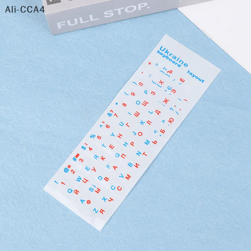 CCA4-1Pc Ukraine Language Keyboard Sticker Black/Clear Background White Blue Red Black Letters Sticker For Universal PC Laptop