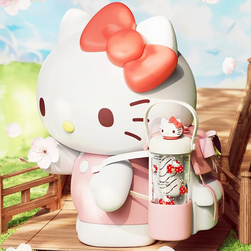 X&W Sanrio Fruit Tea Water Bottles 750ML Hello Kitty Kuromi Transparent Straw Cup With handle Outdoor Travel Cups Students Girls view 6