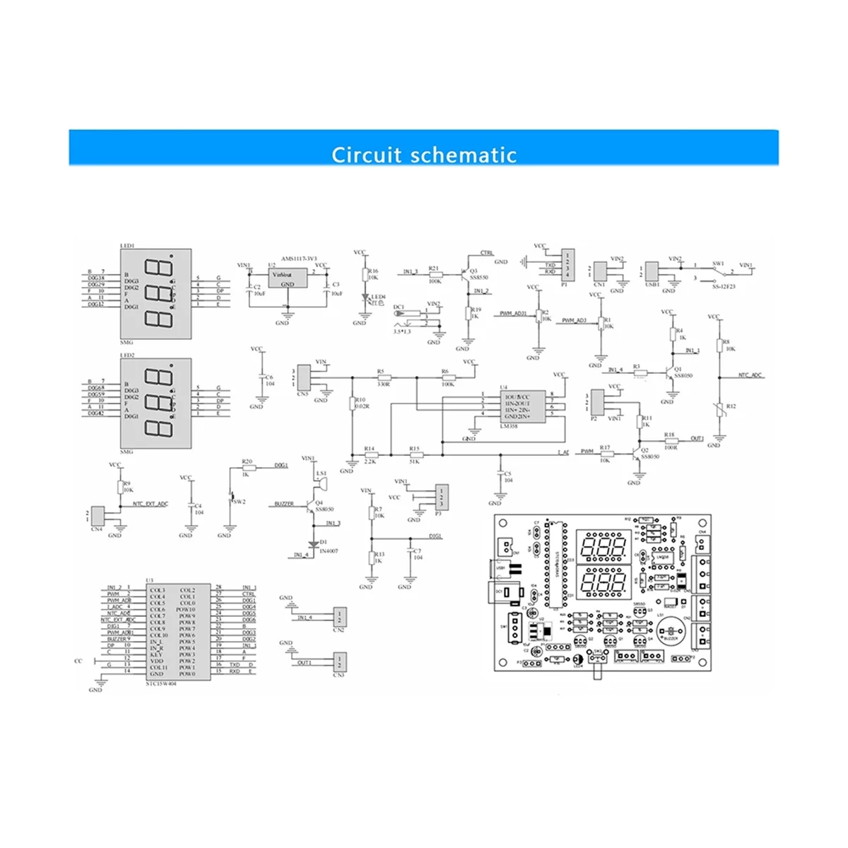 A72P Multi-Function Meter DIY Soldering Kit Voltage Current Temperature Measurement PWM Signal Generator Loose Parts No Shell