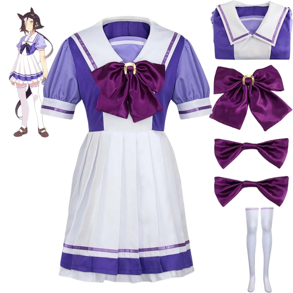 Tracy Cosplay Costumes Pretty Derby Anime JK Uniform School Uniform Halloween Celebration Pure Purple Dress Socks