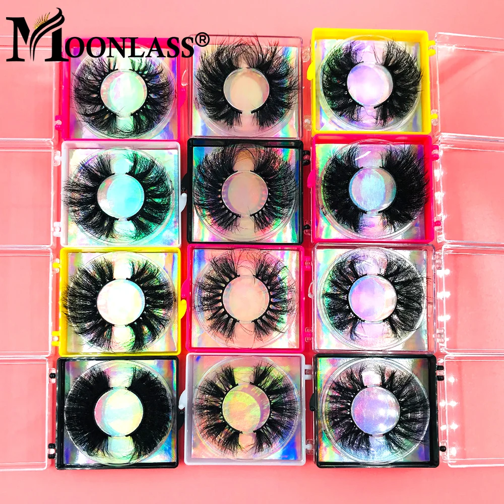 20/30/50 Pairs Messy 22-25mm Fluffy Mink Lashes Square Boxes Package Soft Handmade Cruelty Free Fake Eyelashes Wholesale Mekeup