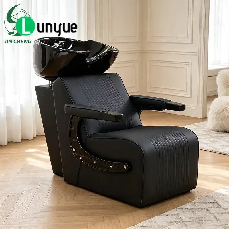 Adjustable Electric Shampoo Chair with Ceramic Basin for Hotel Spa Beauty Furniture Comfortable Reclining Hair Washing