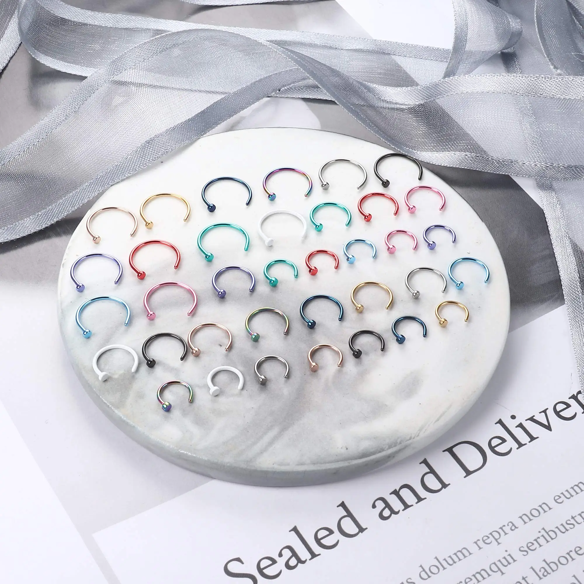 Drperfect 20G 316l Roestvrij Staal Neusring Neusgat Piercing Voor Vrouwen Mannen Gekleurde Helix Kraakbeen Oorbellen Lichaam Sieraden