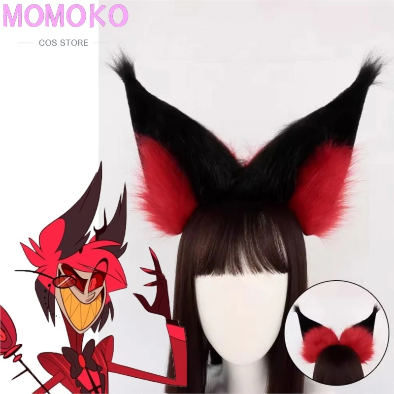 

Anime Hazzbin cos Hotel Alastor Cosplay Prop Radio Demon Red Wolf Fox Ears Hairhoop Headwear Headband For Costume Accessories