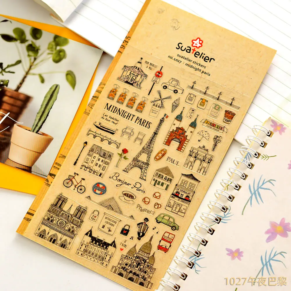 Suatelier City Stickers Korea Scrapbooking DIY Deco Sticker Junk Journal Supplies Planner Diary Photo Album Craft Material