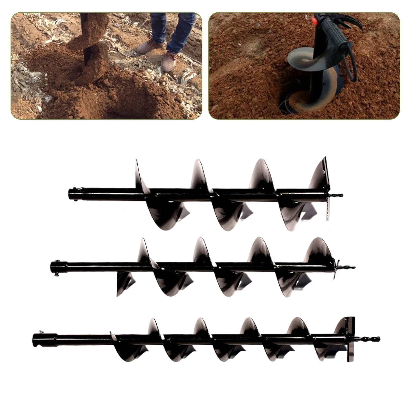 3pcs Spiral Drill Bits 4in/6in/8in For Garden Fence Planter and Post Hole Excavator Digger Ground Drilling Tool Borer