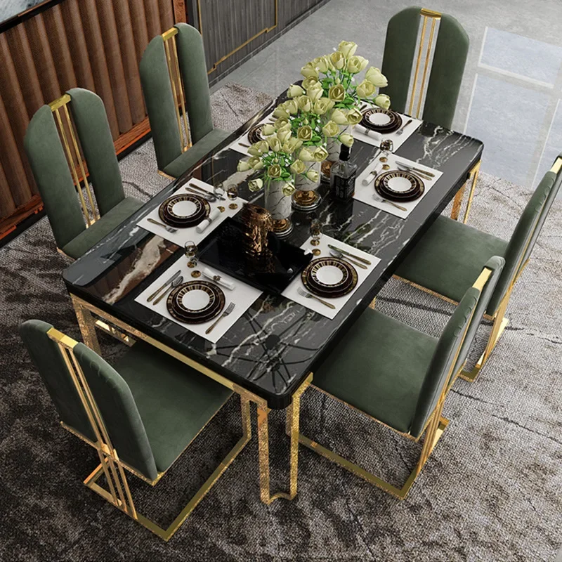 For Luxury Dining Set 6 Chairs With Modern Table For Large Apartment Home Furniture Exotic Accessories High-End Restaurant