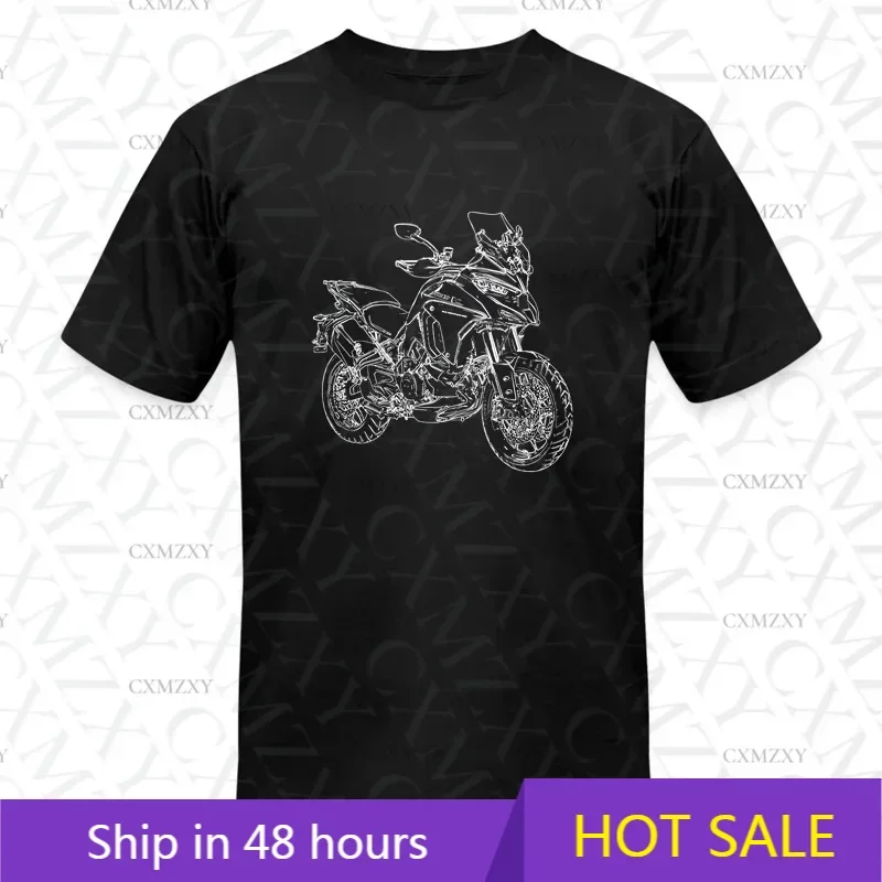 

2025 Men T Shirt Casual Multistrada V4 Classic Logo T-shirt Graphic Summer Short Sleeves 100% Cotton S-3XL Cool Tee