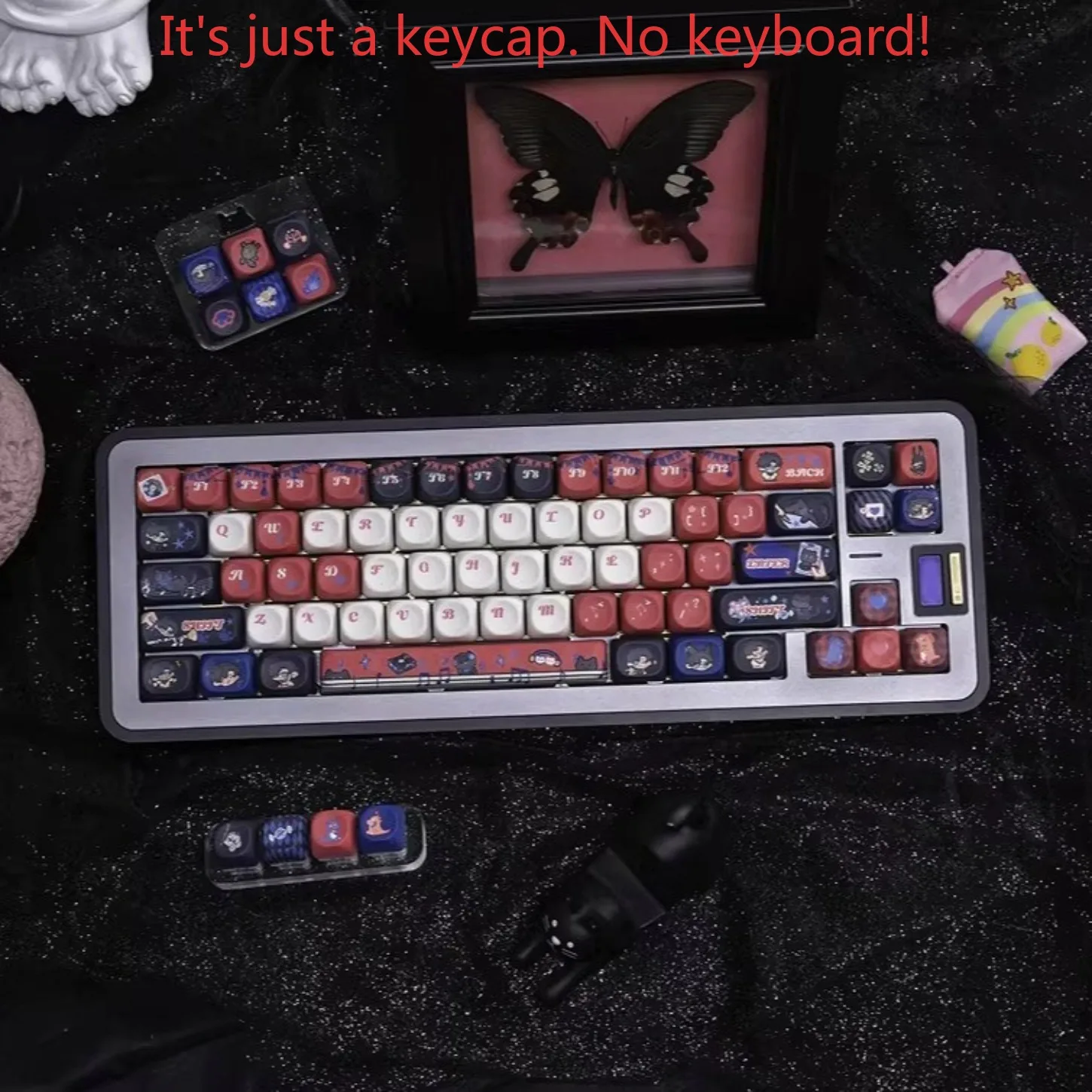 Light and Night Love Theme MOA PBT Keycaps, Cute Cat Head DIY 137 Keys for Mechanical Keyboard, High Appearance