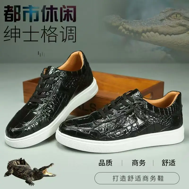 2025 new arrival Fashion Crocodile Skin causal shoes men,male Genuine leather sneakers PDD687