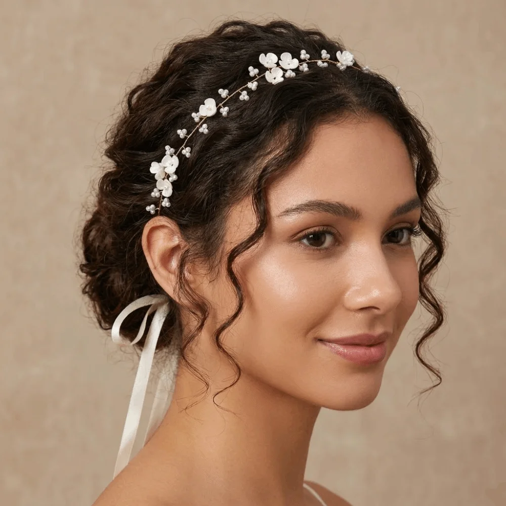

Sparkling Wedding Headband Beaded Pearls Bride Crown Tiaras Shiny Handmade Wedding Hair Accessories Holiday Celebration