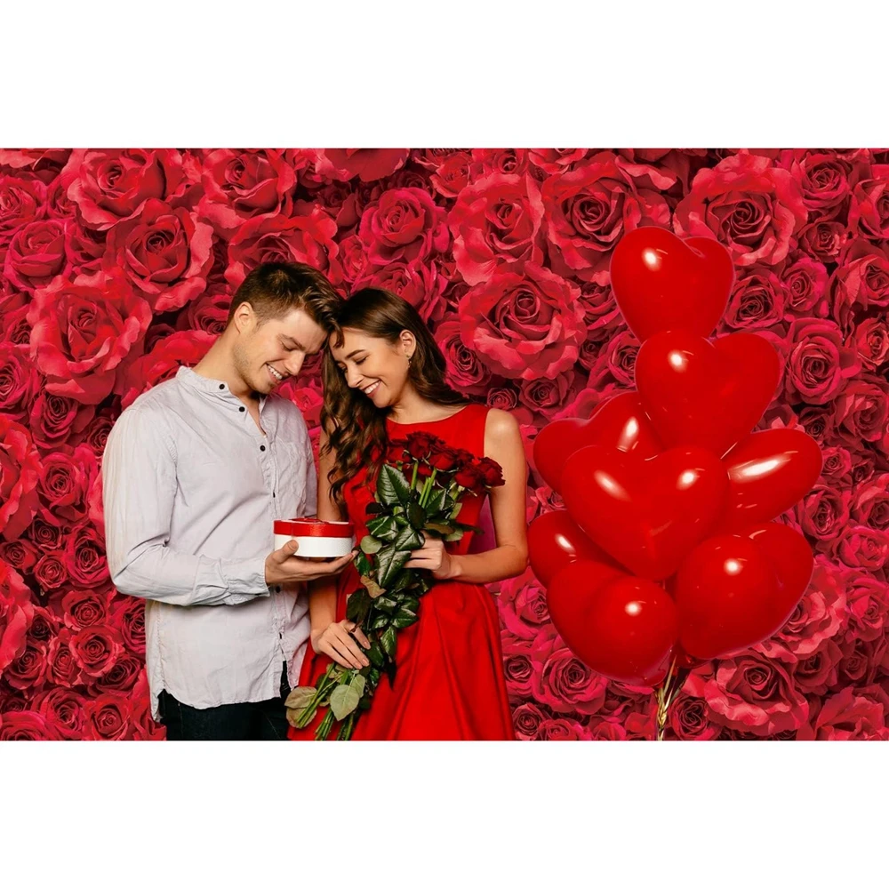 Pink Red Rose Flowers Photography Backdrop Bridal Shower Wedding Ceremony Baby Birthday Party Photocall Background Photo Studio