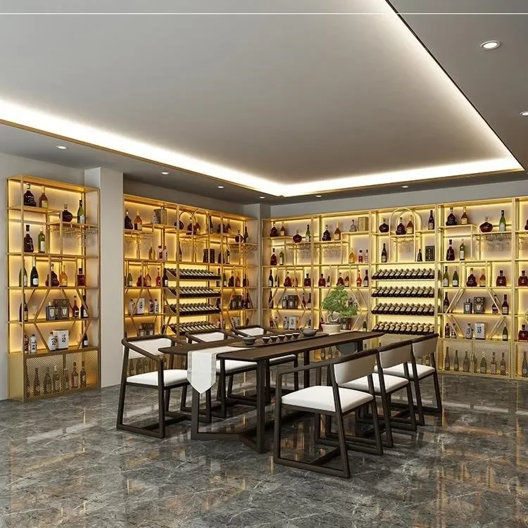 Winery floor-to-ceiling cabinet creative multi-layer wine cabinet wine cellar luminous red wine storage display rack