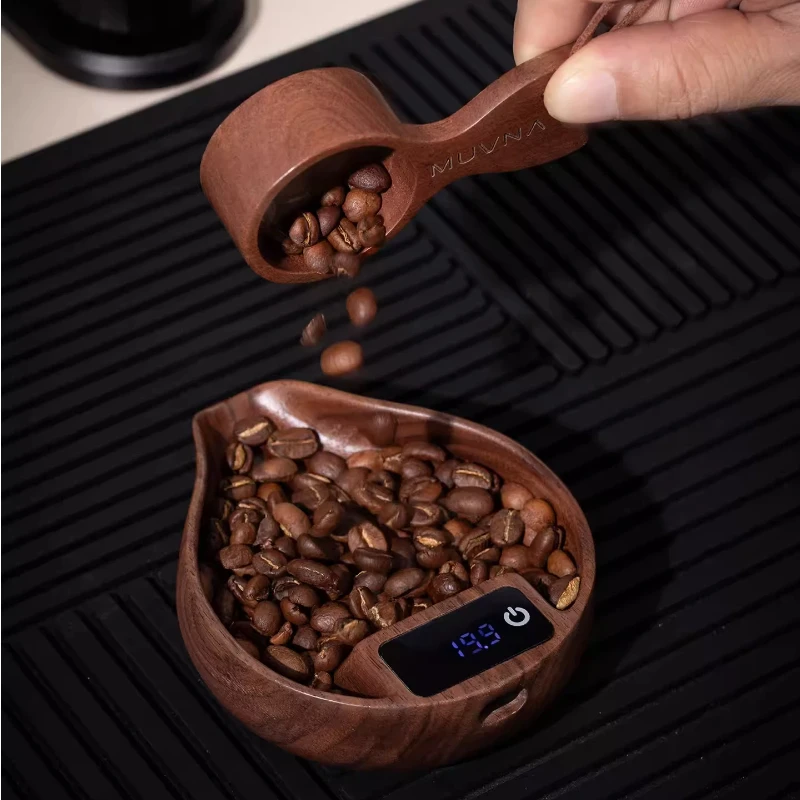 MUVNA 2.0 Espresso Scale Walnut Wood Electronic Display Coffee Bean Container Premium Coffee Tool For Home Cafe - view 5