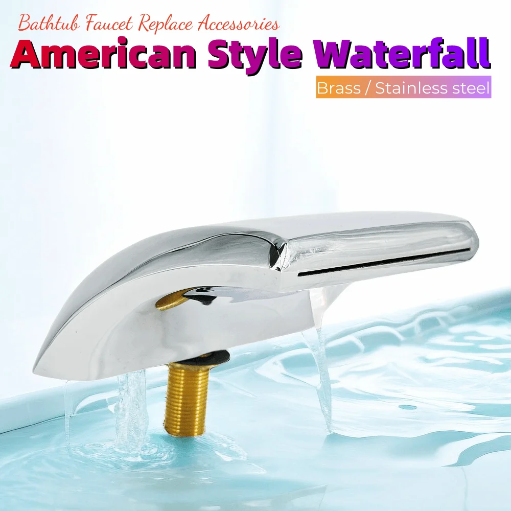 

American Style Stainless Steel Brass Waterfall Bathtub Faucet 1/2" Bathroom Shower Basin Water Faucet Hot Tub Water Draw-off Tap