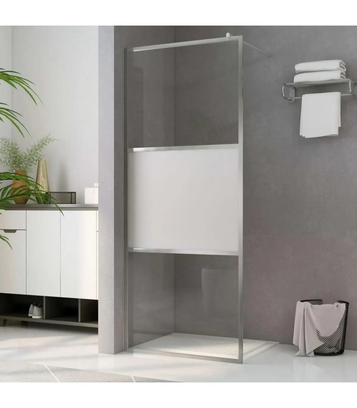 Shower walls and screens screen shower accessible ESG Glass half frosted 100x195 cm