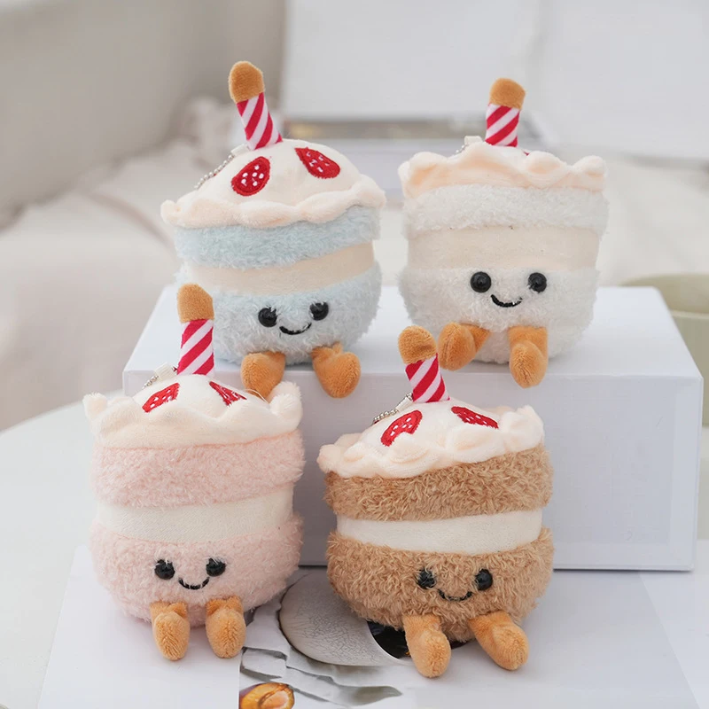 Strawberry Wedding Cake Simulation Kawaii Cartoon Hot Cake Plush Doll High-Quality Soft Filled Fruit Home Decor Toy