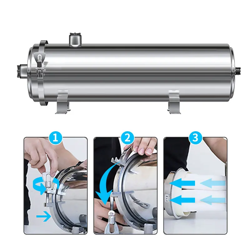 MS-89-1000K 0.01 ميكرون منقي مياه الترشيح الفائق 304 مبيت من الفولاذ المقاوم للصدأ يستخدم يزيل الرواسب الصدأ الرملية