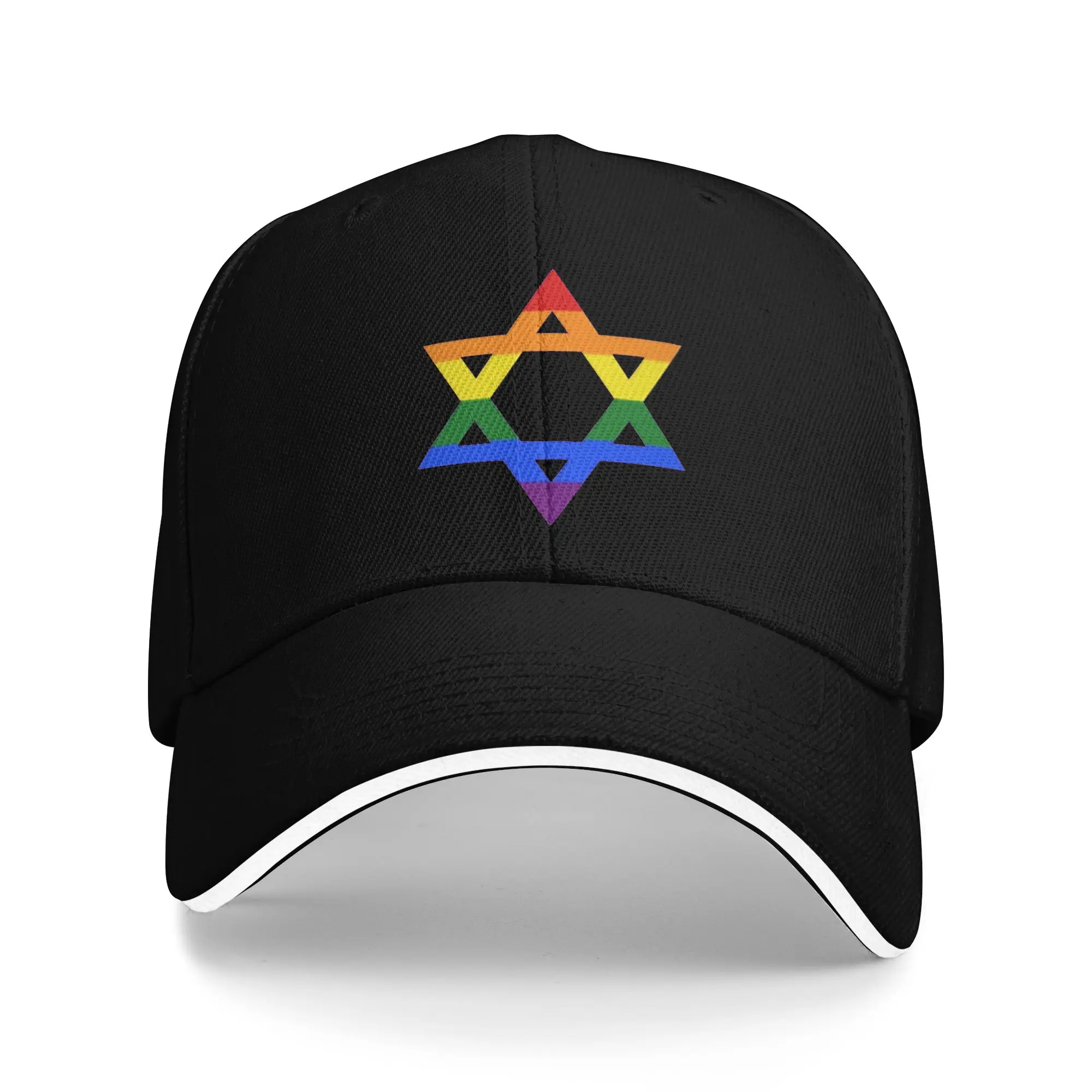 Jewish Star of David and Rainbow Baseball Cap Casual Hanukkah Sandwich Caps Men Women Breathable Caps Hat Outdoor