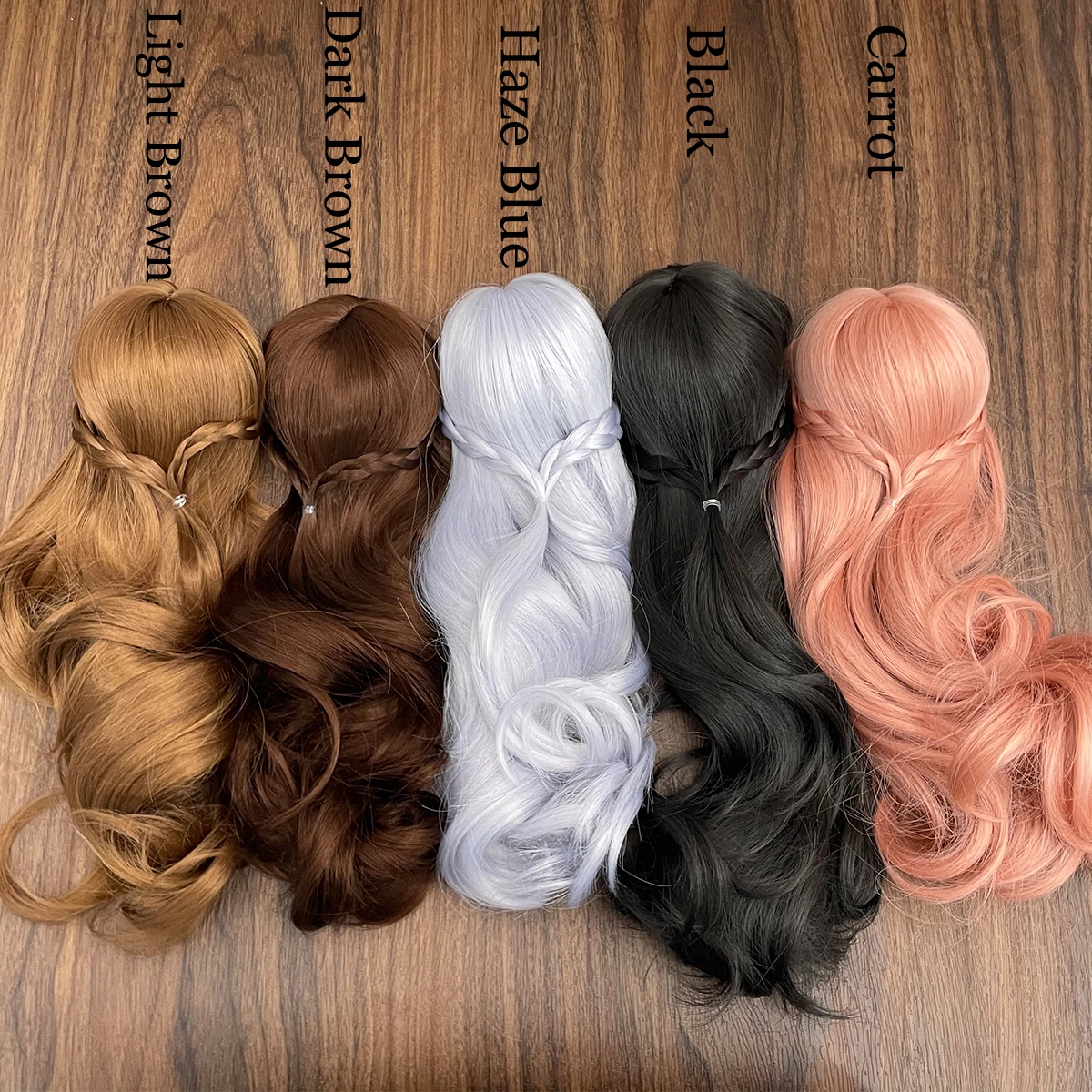 Peluca de muñeca BJD 1/3 y 1/4 y 1/6, trenzas, pelo largo y rizado, peluca sintética, accesorios para muñecas para niñas, accesorios de maquillaje DIY BJD