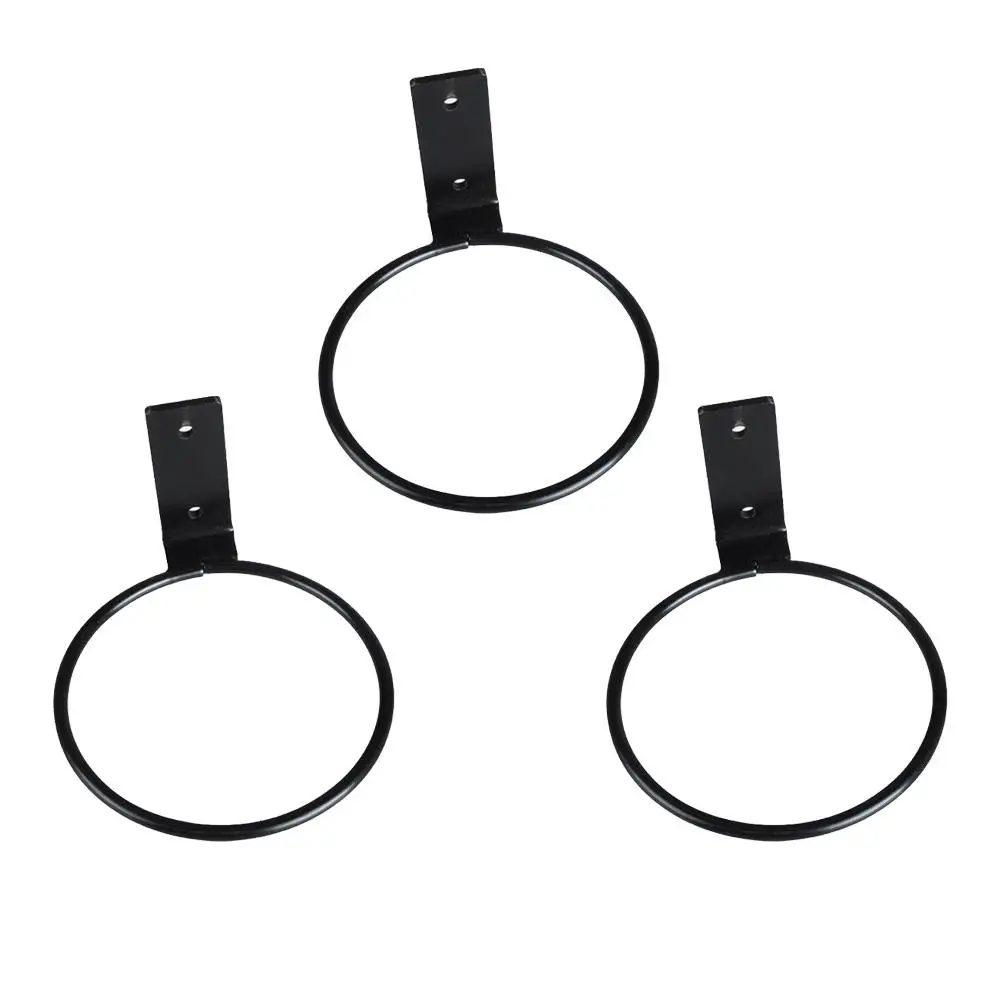 

3PCS Black 4 Inch WallMounted Ring Flower Basket Stand Sturdy Plant Hanger Hooks Flower Pot Bracket Storage