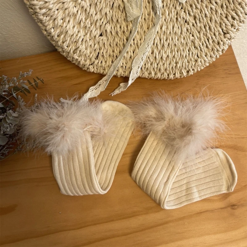 Chaussettes à poils longs pour enfants, garnies dentelle, confortables, empilables, garniture en peluche, livraison directe