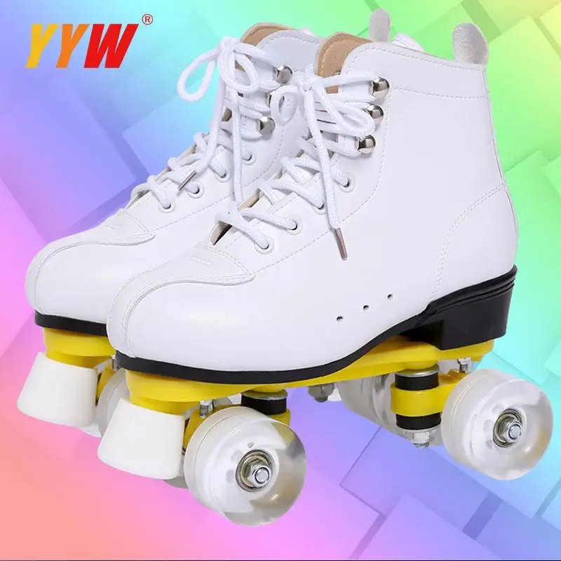 Chaussures de patin à roulettes unisexes pour adultes, patins à 4 roues, double nucleRoller, chaussures en cuir, cadeau professionnel, rencontre sportive