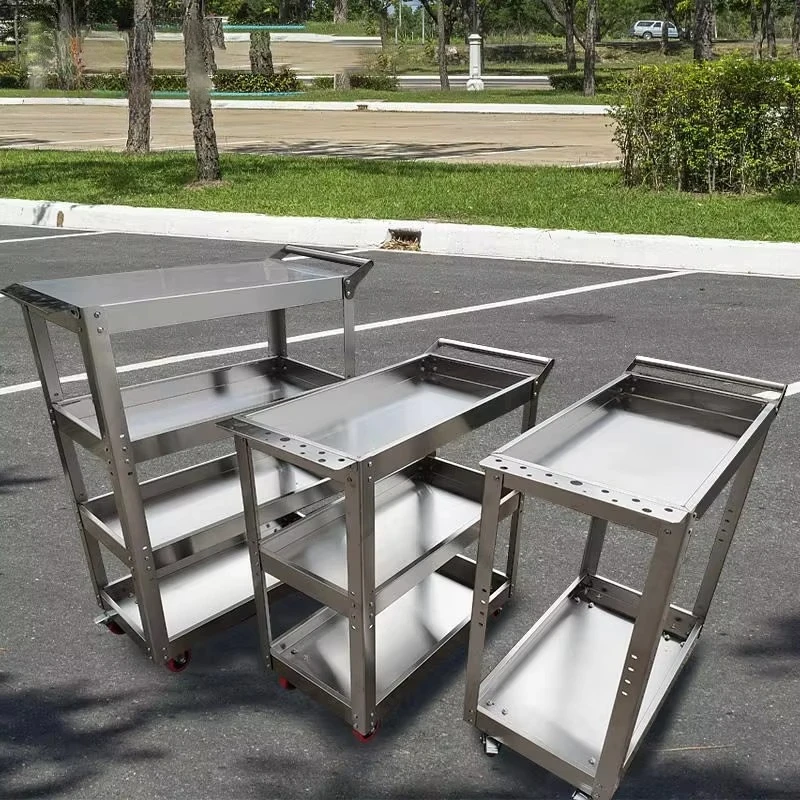 a for Heavy Duty Stainless Steel 3 Tier Lockable Waterproof Anti-Theft Utility Cart Tool Storage Organizer 300kg Load