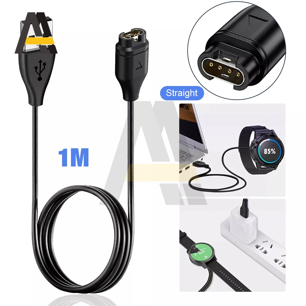Cable de carga USB de 100cm para Garmin Fenix 8/7/7S/7X/6/6S/6X/5/5S/5X Forerunner 45 165 245 255 265 645 955 965 Vivoactive 5 Venu