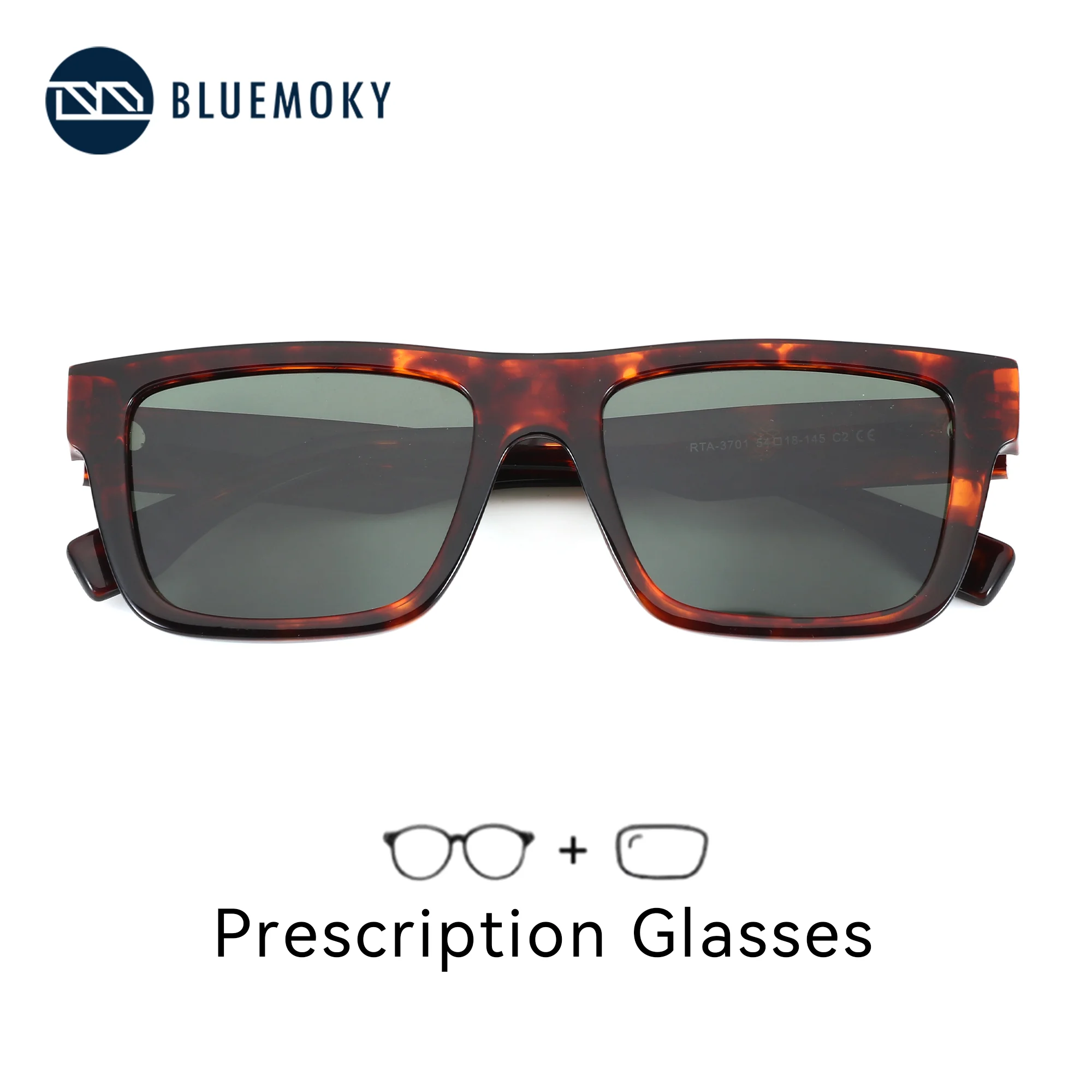 

BLUEMOKY M размер модные ацетатные солнцезащитные очки по рецепту для мужчин UV400 квадратные поляризационные линзы для близорукости на открытом воздухе