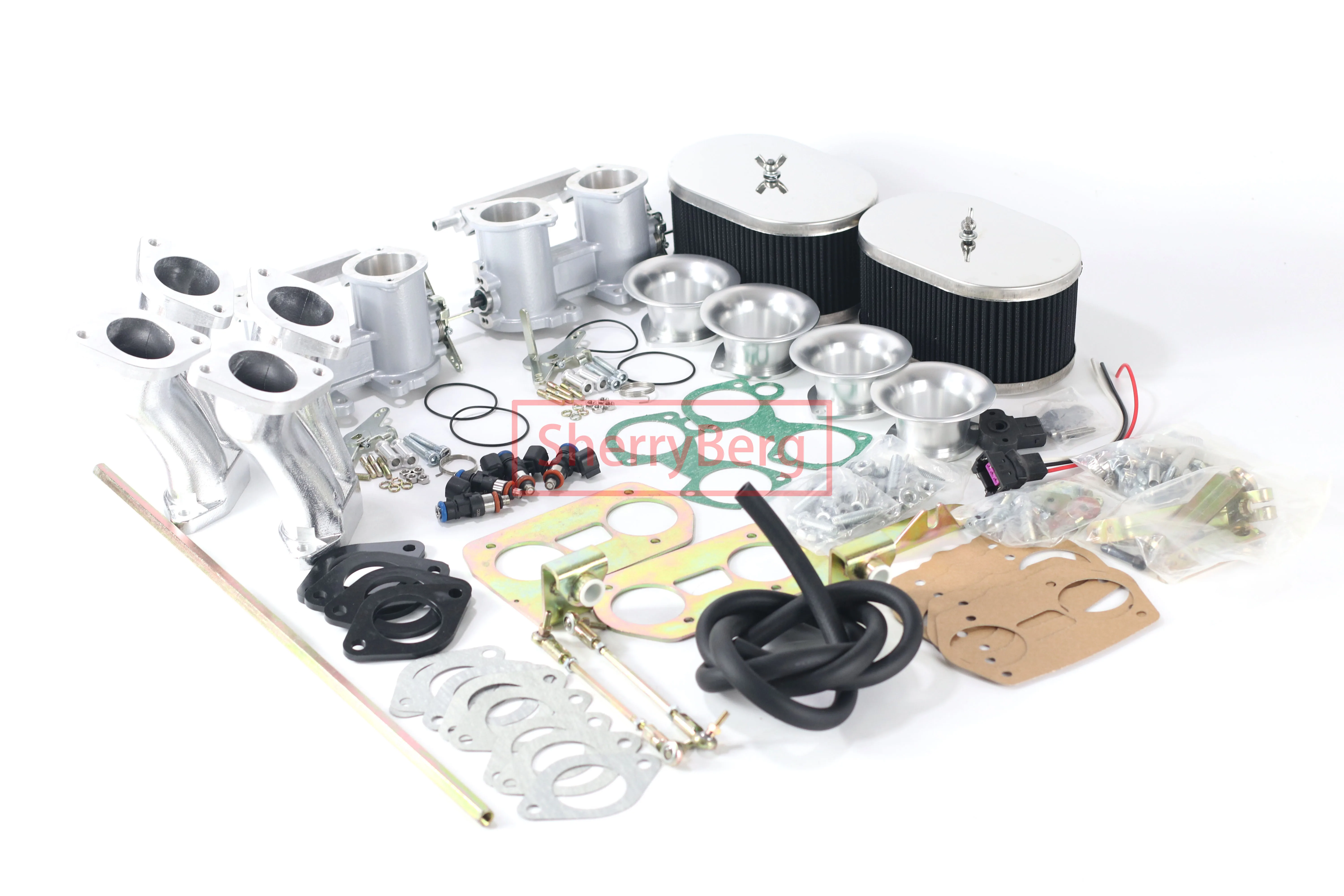 SherryBerg Dual Throttle Body Kit 45MM Bore 45IDF Manifold Linkage Air Filters TPS TBS IDF For VW Weber Empi Hpmx T1 / T2 Type 1
